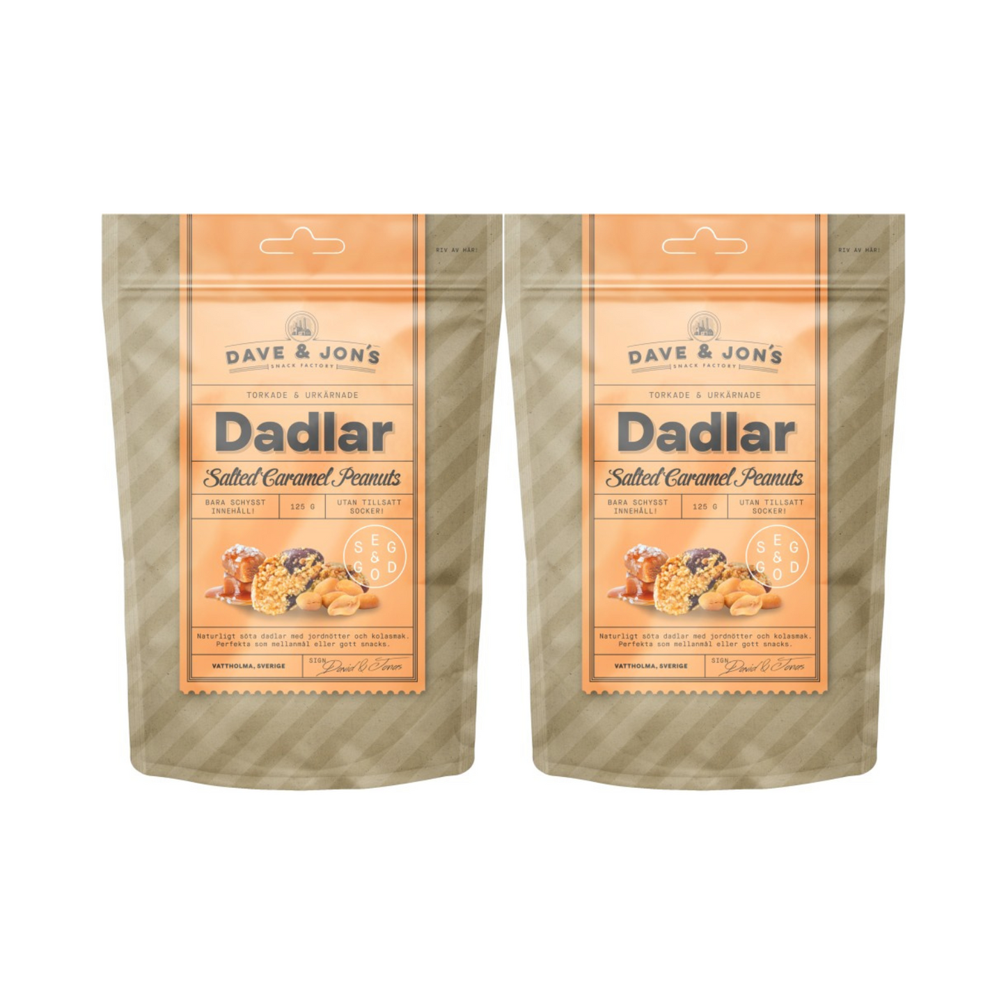 Saltade karamell jordnötsdadlar 125g