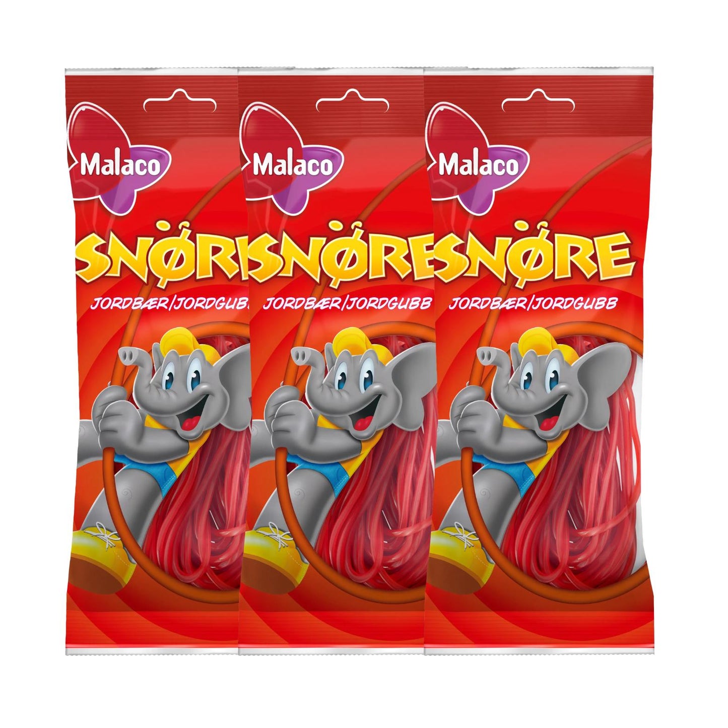 Malaco Snöre Jordgubb 94g