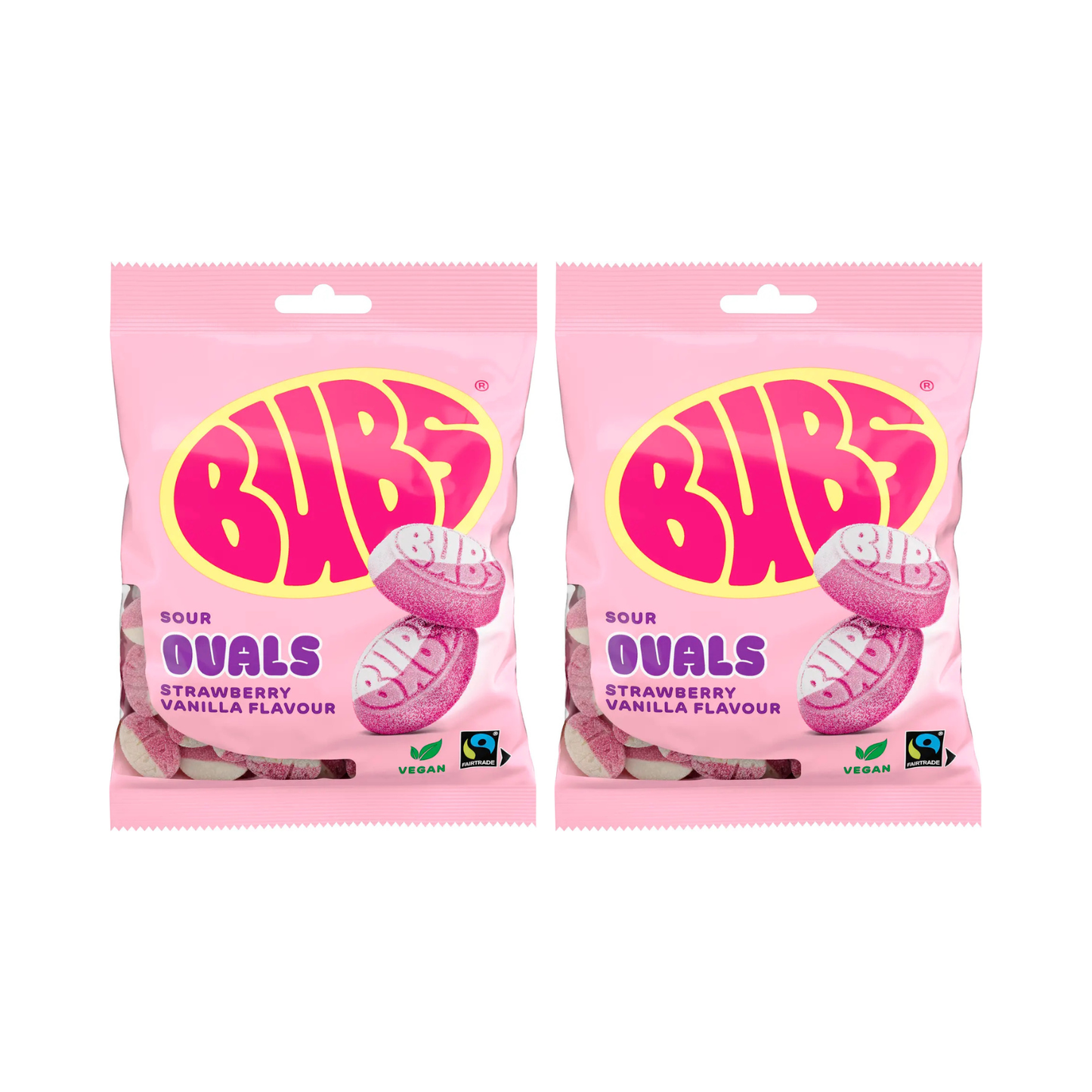 BUBS Sura Ovaler Jordgubb Vanilj 90g