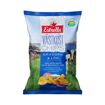 Estrella Västkustchips Gräddfil & Lök 180g