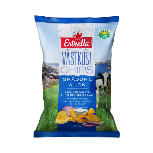 Estrella Västkustchips Gräddfil & Lök 180g